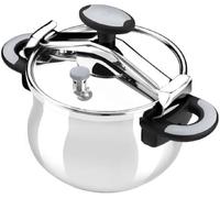 BRA New Star | Olla Express de puente 6 Litros, Fabricada en Acero Inoxidable 18/10, Con 2 Sistemas de Seguridad a Presión y Sistema de Bloqueo de Apertura, Apta para Todo Tipo de Cocinas