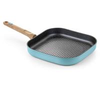 BRA Nordik A122229, Cuadrada, Sartén para parrilla, Azul, Revestimiento Whitford QuanTanium, Aluminio, 4 mm