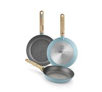 BRA Nordik | Set de sartenes 18-22-26 cm de diseño nórdico de aluminio forjado con antiadherente, aptas para todo tipo de cocinas incluida inducción, color turquesa