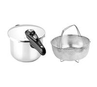 BRA Olla, Acero Inoxidable, Plata, 22 cm + Cestillo multiusos de acero inoxidable para una cocina al vapor.