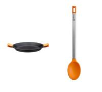 BRA Paellera, Negro, 36 cm + Efficient Pinza de Cocina, Acero INOX, Nailon y Silicona, Naranja, 28.5 cm