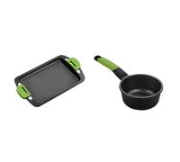 BRA Plancha Asar, Negro, con recubrimiento antiadherente, 40 cm & PRIOR - Cazo, 16 cm, apto para todo tipo de cocinas incluida inducción y horno.Libre de PFOA