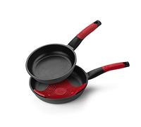 BRA Premiere | Set de sartenes 20 y 24 cm, aluminio fundido | Tricapa con revestimiento antiadherente reforzado sin PFOA, apta para todo tipo de Cocinas incluida Inducción, color rojo
