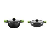 Bra Prior Cacerola Alta Con Tapa De Cristal Y Asas De Silicona, 24 Cm + Prior- Cacerola Baja Con Tapa De Cristal Y Asas De Silicona, Apta Para Todo Tipo De Cocinas Incluida Inducción Y Horno, 28 Cm