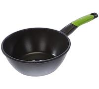 Bra Wok Prior - Aluminio fundido antiadherente con mango, Negro Ø24 cm (Base 13,2 cm)
