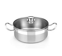 BRA Profesional | Cacerola con tapa de cristal 20 cm, acero inoxidable 18/10, sin antiadherente, full induction compatible con todos los tipos de cocina incluida inducción