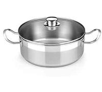 BRA Profesional | Cacerola con tapa de cristal 22 cm, acero inoxidable 18/10, sin antiadherente, full induction compatible con todos los tipos de cocina incluida inducción