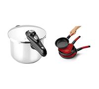 BRA RÁPIDA Vitesse Olla de 6 litros apta para todo tipo de cocinas incluida inducción + Premiere- Set de 3 sartenes, aluminio fundido antiadherente, aptas para todo tipo de cocinas