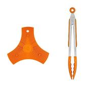 BRA Salvamanteles, Silicona, Naranja, 2 Unidades + Efficient Pinza de Cocina, Acero INOX, Nailon y Silicona, Naranja, 28.5 cm