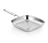 BRA Signature | Grill con rayas, 28 cm, Acero Inoxidable, Sin Antiadherente, Mango ergonómico, Apto para todo tipo de Cocinas
