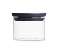 Brabantia Bote de cristal apilable con tapa 0,3 L – gris oscuro