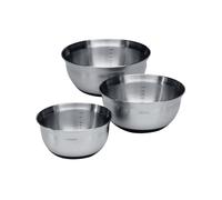 Brabantia 363900 - Juego de 3 cuencos, 1 l, 1,6 l, 3 l, acero mate, base color negro