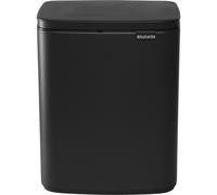 Brabantia Cubo de basura Bo 12L Rectangular, compacto, tapa cierre suave, cubo interior extraíble | Diseño para montaje en pared o independiente para baño, cocina u oficina | Mineral Infinite Grey