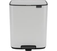 Brabantia Cubo de basura con pedal Bo 12 L – Acero blanco rectangular, incluye bolsas PerfectFit