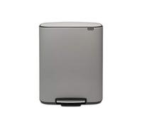 Brabantia Bo Cubo de Basura con Pedal, Stainless Steel, Hormigón Mineral Gris, 60L