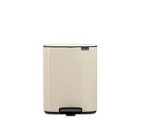 Brabantia Bo Pedal Cubo de basura 12L (beige claro), papelera cocina con diseño compacto y sistema de apertura con pedal, cubo basura reciclaje con cubo extraíble, incluye bolsas PerfectFit