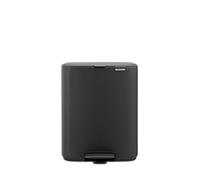 Brabantia Bo Pedal Cubo de basura 12L (gris mineral infinito), papelera cocina con diseño compacto y sistema de apertura con pedal, cubo basura reciclaje con cubo extraíble, incluye bolsas PerfectFit