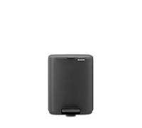 Brabantia Bo Pedal Cubo de basura 7L (gris mineral infinito), papelera cocina con diseño compacto y sistema de apertura con pedal, cubo basura reciclaje con cubo extraíble, incluye bolsas PerfectFit