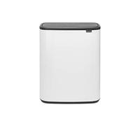 Brabantia Bo Touch Bin Cubo de Basura, White, 2 Compartimentos x 30L | Capacidad XXL, Separación de Residuos, Para Cocina, Apertura Soft-Touch, Cubo Interior Extraíble, Bolsas Incluidas (Code O)