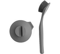 Brabantia Cepillo Friegaplatos con Soporte De Ventosa Plástico Gris Oscuro 11 x 23.5 x 6 cm