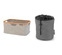 Brabantia Cesta de Colada Plegable, Textil, Gris, 40 L + Bolsa para Pinzas, Negro, 0 cm