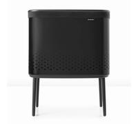 Brabantia Cesto para ropa Bo 60 L – 2 compartimentos, tapa Quick Drop – Negro mate