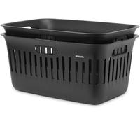 Brabantia Collect-It Cesta de la ropa 40L (Black), cesto ropa sucia para cocinas, baños o lavanderías, cesta colada para prendas, toallas o sábanas, set de 2 cestos robustos