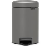 brabantia Cubo con Pedal Newicon, 3 Litros, con Cubo Interior de Plástico - Mineral Concrete Grey brabantia