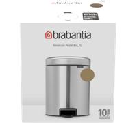 brabantia Cubo con Pedal Newicon, 5 Litros, Cubo Interior de Plástico - Warm Brass brabantia