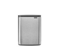 Brabantia - Cubo de basura Bo 12 L - Elegante y práctico - Tapa de apertura fácil y cierre suave - Higiénico, ahorra espacio - Asa para transportar - Para baño, oficina y dormitorio - Acero Mate AH