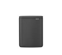 Brabantia Cubo de basura Bo 12L Rectangular, compacto, tapa cierre suave, cubo interior extraíble | Diseño para montaje en pared o independiente para baño, cocina u oficina | Mineral Infinite Grey