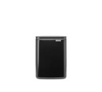 Brabantia - Cubo de basura Bo 7 L - Pequeño y elegante - Tapa de apertura fácil y cierre suave - Higiénico, ahorra espacio - Montaje en la pared - Para baño, aseo, oficina en casa - Negro Mate