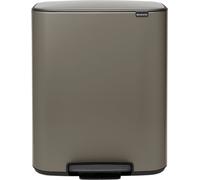 brabantia Cubo de Basura Bo con Pedal y Cubo de Plástico Interior, 60 litros. - Platinum brabantia