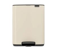 Brabantia Cubo de basura con pedal Bo 12 L, acero rectangular, beige suave