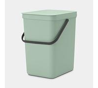 Brabantia Cubo de basura Sort & Go 25 L, reciclaje, asa y tapa con posición abierta, Verde jade