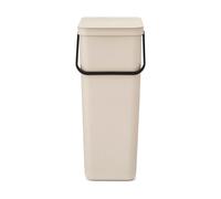 Brabantia Cubo de basura Sort & Go 40 L con asa y tapa en posición abierta – Soft Beige
