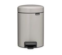 Brabantia NewIcon 3L cubo de basura cocina (Soft Grey), papelera cocina pequeña para baño, cubo basura pedal con cierre suave e interior extraíble, patas antideslizantes,17 x 24 x 26 cm