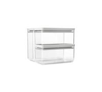 Brabantia Juego de 2 botes apilables TASTY 1,5 L y 3,5 L | Recipiente hermético para guardar alimentos con tapa de silicona para cocina | Tarro para comida seca/húmeda, azúcar, harina | Light Grey