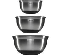 Brabantia Juego de Cuencos para Mezclar de Acero Inoxidable, Negro Mate, 1 l, 1,6 l y 3 l