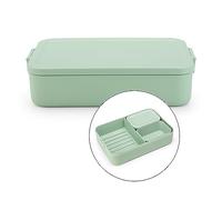 Brabantia - Make & Take Fiambrera Bento - Grande - Compartimentos Extraíbles - Tapa con Clips - Apta para Congelador, Microondas & Lavavajillas - Verde (Jade Verde) - 25,5 x 16,7 x 6,2 cm