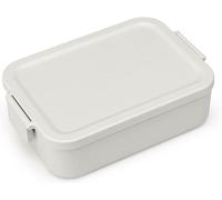 Brabantia - Make & Take Fiambrera - Mediana - Espacio para Bocadillos - Tapa con Clips - Apta para Congelador - Apta para Lavavajillas & Microondas - Gris claro - 20 x 13,5 x 5,5 cm