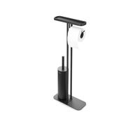 Brabantia - Mindset Mayordomo de Aseo - Estante de Baño, Portarrollos de Papel Higiénico & Escobilla de Inodoro Higiénica - Acero Resistente a la Corrosión - Gris Infinito - 75,5 x 12,5 x 29 cm