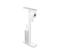 Brabantia - Mindset Mayordomo de Aseo - Estante de Baño, Portarrollos de Papel Higiénico & Escobilla de Inodoro Higiénica - Acero Resistente a la Corrosión - Blanco Fresco - 75,5 x 12,5 x 29 cm