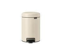 Brabantia - NewIcon Cubo de Pedal 3L - Papelera Pequeña para Baño o Aseo - Tapa de Cierre Suave - Funcionamiento con Pedal Ligero - Cubo Interior Extraíble - Soft Beige - 17 x 24 x 27 cm