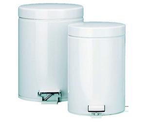 Brabantia Papelera Metálica Blanca con Tapa y Pedal de 12 Litros
