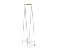 Brabantia - Perchero Linn, Compacto - Perchero de pie - Almacenaje de ropa - Para colgar, airear o secar ropa - Robusta estructura de acero y varilla de bambú - 47,6 cm x 34 cm x 170 cm - Blanco