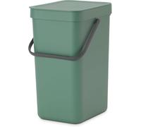 Brabantia Sort & Go 12L Cubo de basura (verde abeto), cubo basura reciclaje con asa y tapa extraíble con posición abierta, papelera cocina para reciclaje con diseño multi-talento, fácil de limpiar