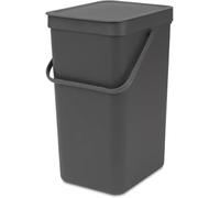 Brabantia Cubo de basura Sort & Go 16 L para reciclaje, asa y tapa con posición abierta, gris
