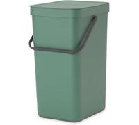 Brabantia Sort & Go 16L Cubo de basura (verde abeto), cubo basura reciclaje con asa y tapa con posición abierta, papelera cocina para reciclaje con diseño multi-talento, fácil de limpiar