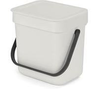 Brabantia Sort & Go 3L Cubo de basura (gris claro), cubo basura reciclaje con asa y tapa extraíble con posición abierta, papelera cocina práctica con diseño compacto, fácil de limpiar